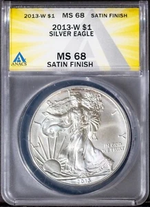2013-W $1 Silver American Eagle Bullion Coin MS 68 Satin ANACS # 7644919 + Bonus - Picture 1 of 2