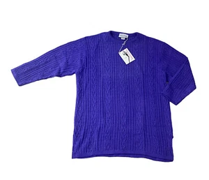 NEW Vintage Diane Von Furstenberg Sweater Pullover Womens 1X / 2X Purple Sparkle - Picture 1 of 8