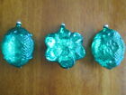 3 Vintage Teal Blue Green Glass Mouth Blown Christmas Ornaments West Germany 