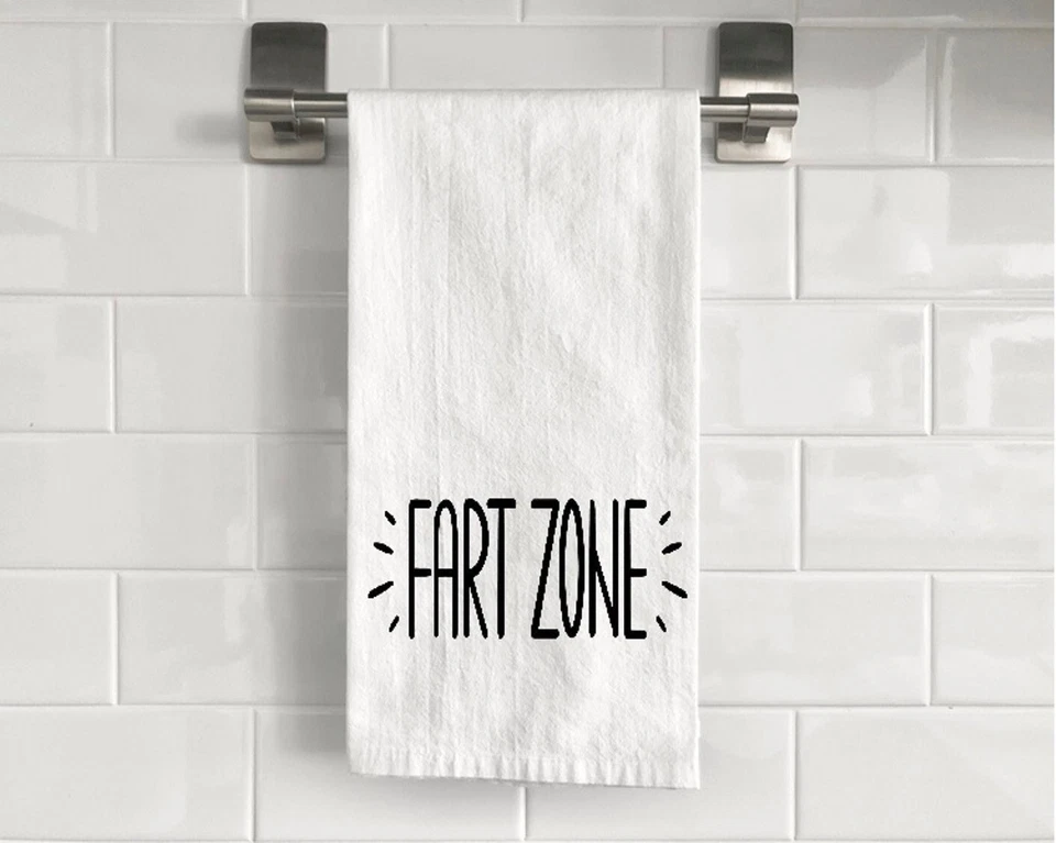 Fart Zone Funny Bathroom 100% Cotton Flour Sack Tea Towel Gift Christmas BTT013 - Image 1 of 1