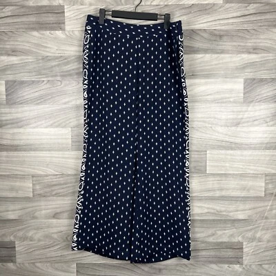 Cabi Palazzo Pants Women 8 Navy Blue Floral Paisley Lightweight Wide Leg Lounge - Image 1 of 4
