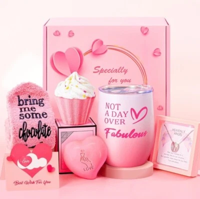 Valentines Day Gift With Wine Tumbler, Bath Bomb, Candle,Socks +2 FREE GIFTS - Image 1 of 4