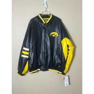 NWT Iowa Hawkeyes Faux Leather Letterman Jacket Collegiate Licensed Mens XL - Picture 1 of 13