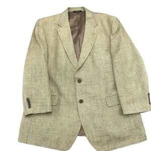 Jos A Bank Blazer Men 46R Gray Tan Check Woven Silk Lined Classic Career Flaw - Imagen 1 de 13