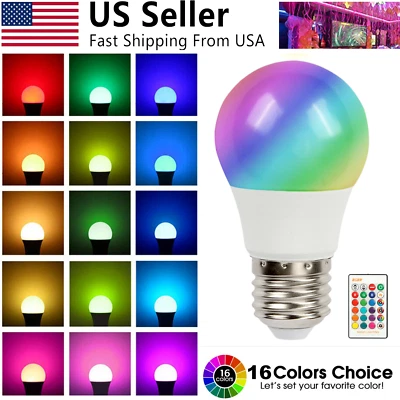 16 Color Changing Magic Light Bulb E26 E27 w/ Remote Control Dimmable RGB LED 3W - Image 1 of 4