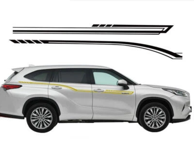 Graphic Car Sticker Side Door Decal For Toyota Highlander Waistline Stripes Pair Foto 1 de 4