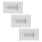 3x EZ Mount Recessed Wall Plate Low Voltage Audio Video Cable Pass Through White