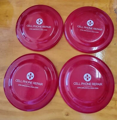 4 Pack Outdoor Round Red Flying Disc Dog Park Training Toys Puppy Flyer 7 Inch  - Image 1 of 2