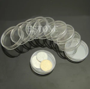 10PCS Applied Round Clear Cases Coin Storage Capsules Holder Round Plastic 37mm - Afbeelding 1 van 8