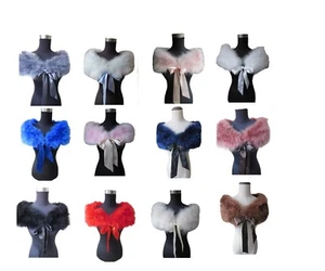 Mujeres Real Avestruz Pluma Piel Encogimiento de hombros Chales Capa Novia Boda Fiesta Accesorios - Imagen 1 de 34