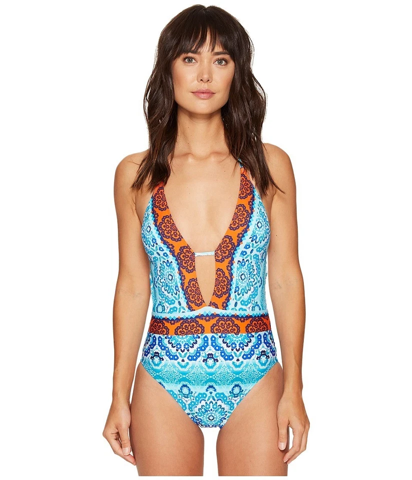 La Blanca Blue Halter 1pc One Piece Bikini Swimsuit Size 14 #7716