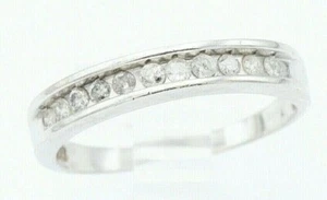 Vintage Estate 14K White Gold Diamond Wedding Channel Set Band Ring - Picture 1 of 4