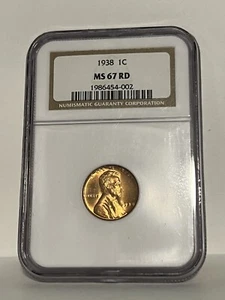 1938-P Lincoln Wheat Cent - NGC MS67RD - Picture 1 of 2