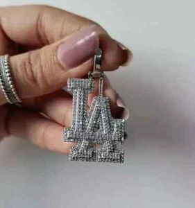 3Ct Round Cut Moissanite Customized Letter Pendant 14K White Gold Plated Silver - Picture 1 of 8