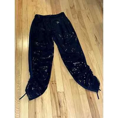Tibi Black Sequin, Blue Lounge Pants, Ankle Length Wool Blend Women's Size 2 NWT - Image 1 of 4