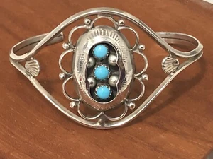 Bracciale Vintage Firmato PL Paul Largo Argento Sterling e Turchese Nativo Am - Foto 1 di 11
