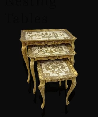 Vintage 1950s Italian Florentine Gilded Nesting Tables - Set of 3 - Image 1 of 4