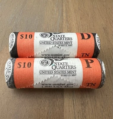 2002 Tennessee State Quarter Rolls – Original US Mint Wrap – 40 Coins (P & D) - Image 1 of 2