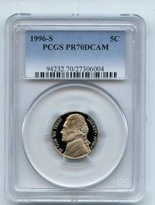 1996 S 5C Jefferson Nickel Proof PCGS PR70DCAM - Picture 1 of 1