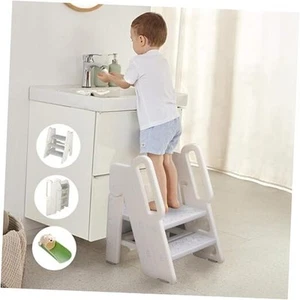 Foldable Step Stool for Kids Adjustable 3 to 2 Stool for Bathroom Sink Toddler - Picture 1 of 7
