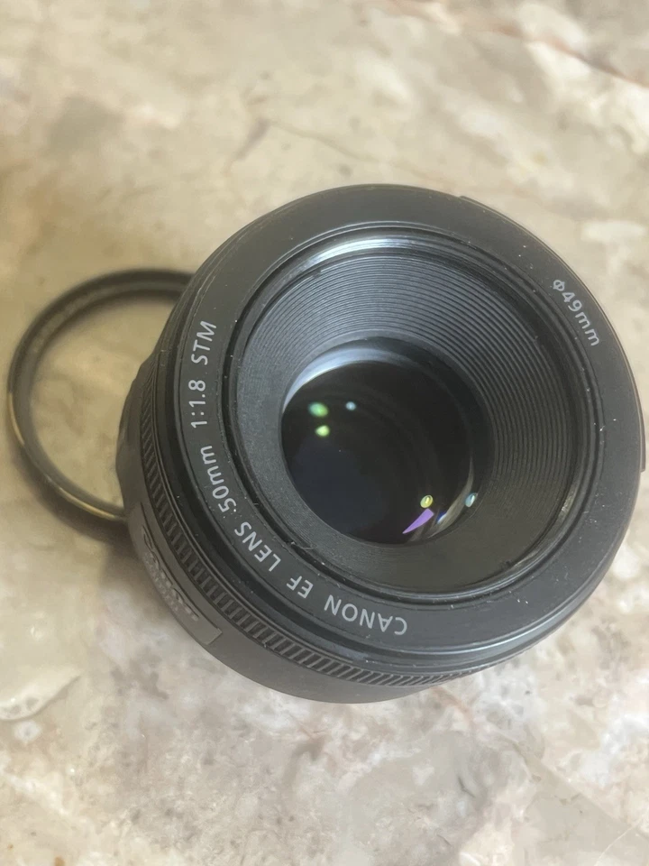 Canon EF 50mm f/1.8 1:1.8 STM DSLR Lens W/ B+W Filter Clean Optics - Image 1 of 4