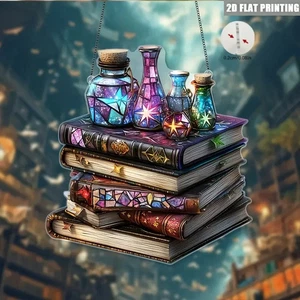 Potion Books Witch Craft Mystic Suncatcher Stained Glass Effect Decor Gift - Picture 1 of 3
