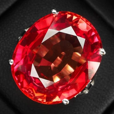 Anillos hechos a mano de plata de ley 925 de 21,25 quilates con zafiro rojo naranja puesta de sol talla 6,75 Foto 1 de 4