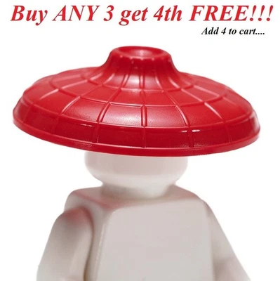 ☀️NEW LEGO Minifigure Minifig Headgear Head Cover Hat Conical Asian Rice Hat RED - Image 1 of 2