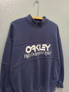 Vintage 80’s Oakley High Definition Optics Navy Embroidered Sweatshirt XL - Picture 1 of 6