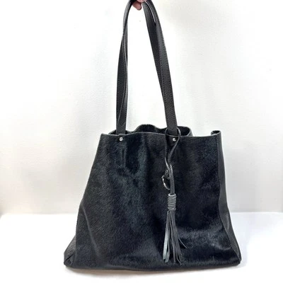 Bolso de Mano Sanctuary Grande de Cuero y Piel Negro Bleeker con Cremallera con Bolsillo con Cremallera Inserto Foto 1 de 4