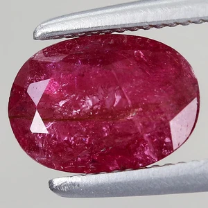 0.99ct 7.4x5.3mm Oval Natural Pinkish Red Tourmaline Gemstone Mozambique, Africa - Picture 1 of 4