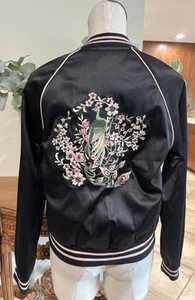 Chaqueta bomber Ashley by 26 International para mujer mediana negra bordada - Imagen 1 de 10