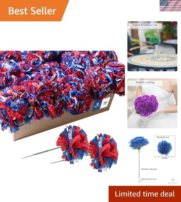 Stunning 100-Count Artificial Carnations - Red, White & Blue for All Occasions - Изображение 1 из 4