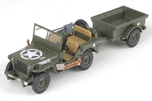 Jeep Motor City Classics 1/43 con camion rimorchio esercito americano - Foto 1 di 2