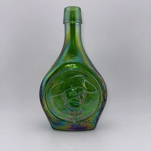 WHEATON Vintage Verde Iridescente Vetro Carnevale 8" John Paul Johns Bottiglia Decanter - Foto 1 di 9