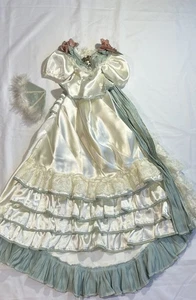 Vintage Victorian Doll Dress w/Lace Ruffles For 24-28” Handmade 3p - Picture 1 of 18