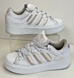 Adidas Superstar Bonega Bold Trainers UK 6 Cream & Gold Chunky Platform - Picture 1 of 21