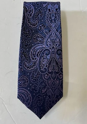 Corbata Joseph Abboud Azul Marino Púrpura Cachemira 100% Seda Larga 60" W.- 3" CARRERA  Foto 1 de 4