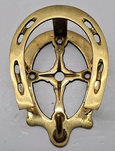 Vintage Equestrian Brass Horseshoe Hook or Bridle Bracket - Bild 1 von 7