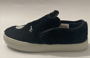 NWT Carter’s Carina Slip On Sneakers 8 Black Soft Faux Fur