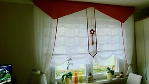 stores fertig genäht für 2 Fensterflügel, Set -Raffgardine 2x, weiß, sehr apart - Bild 1 von 3
