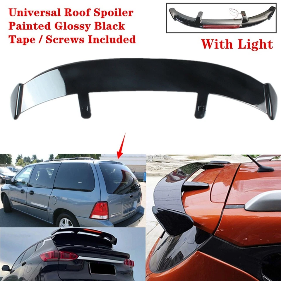 Universal Fit For Ford Freestar 04-07 Rear Roof Spoiler Wing Gloss Black W/Light Foto 1 de 4