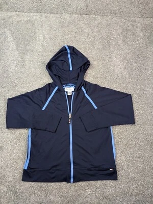 Винтажный Oleg Cassini Track куртка женщин M синий Sport молнии с капюшоном повседневный - Изображение 1 из 4