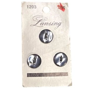 Lansing Vintage Buttons Grey 1/2" #1203 Decorative Sewing Cat's Eye Two Hole - Picture 1 of 9