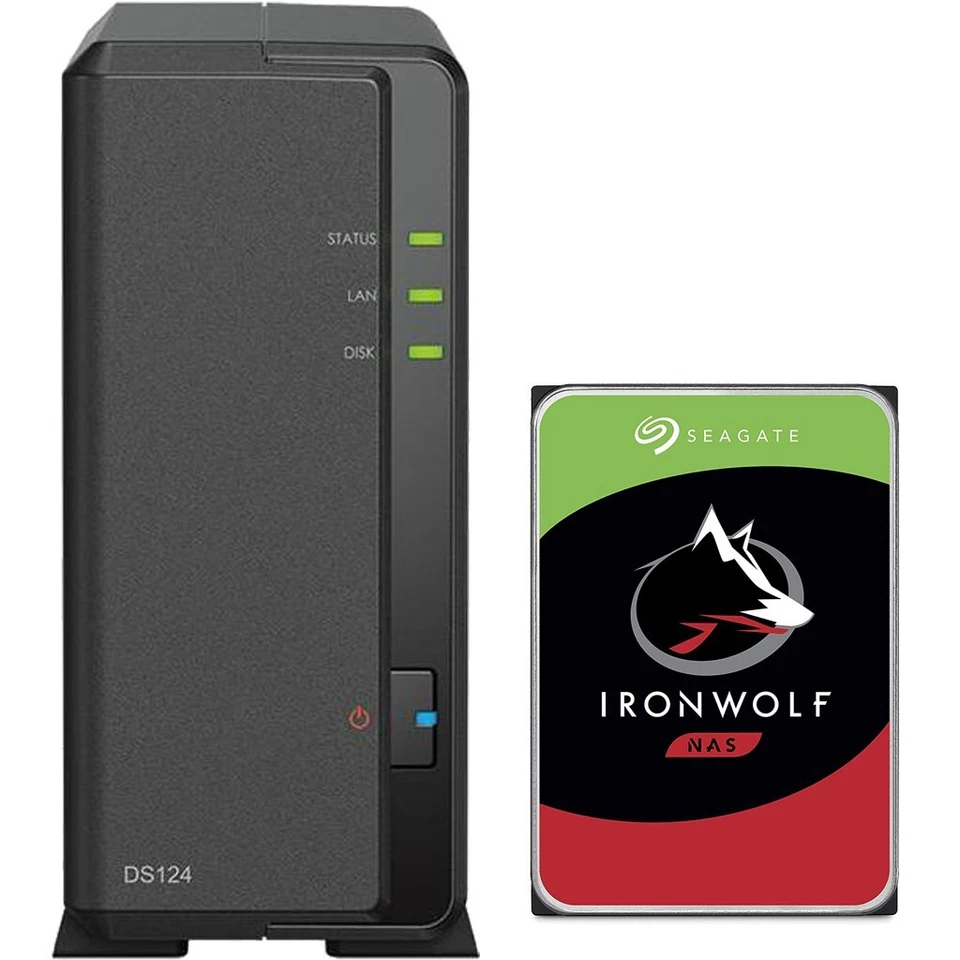 Synology DS124 1-Bay NAS 1GB RAM 10TB Seagate Ironwolf Drive Assembled & Tested - Image 1 of 4
