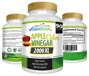 Apple cider Vinegar Organico 2000 mg 90 capsules Vinagre Sidra Manzana - Picture 1 of 7