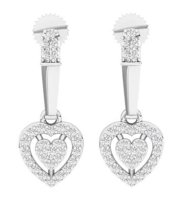 Pendientes araña colgantes corazón oro blanco 14K I1 G 0,40 quilates diamante corte redondo Foto 1 de 4