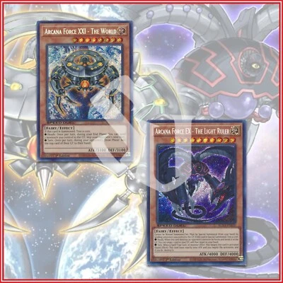 YuGiOh Arcana Force XXI The World Force EX SGX Secret Rare 1st Edition Deck - Image 1 of 2