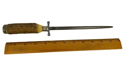 Robeson Germany Stag Antler Handle Sharpening Steel Honing Rod 12" Vintage - Image 1 of 4