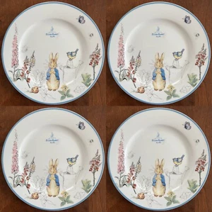 Set of 4 World of Beatrix Potter Peter Rabbit Botanical 10.5" Dinner Plates New! - Picture 1 of 3